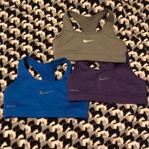 3 Nike sports bras!! Grey, purple, blue!